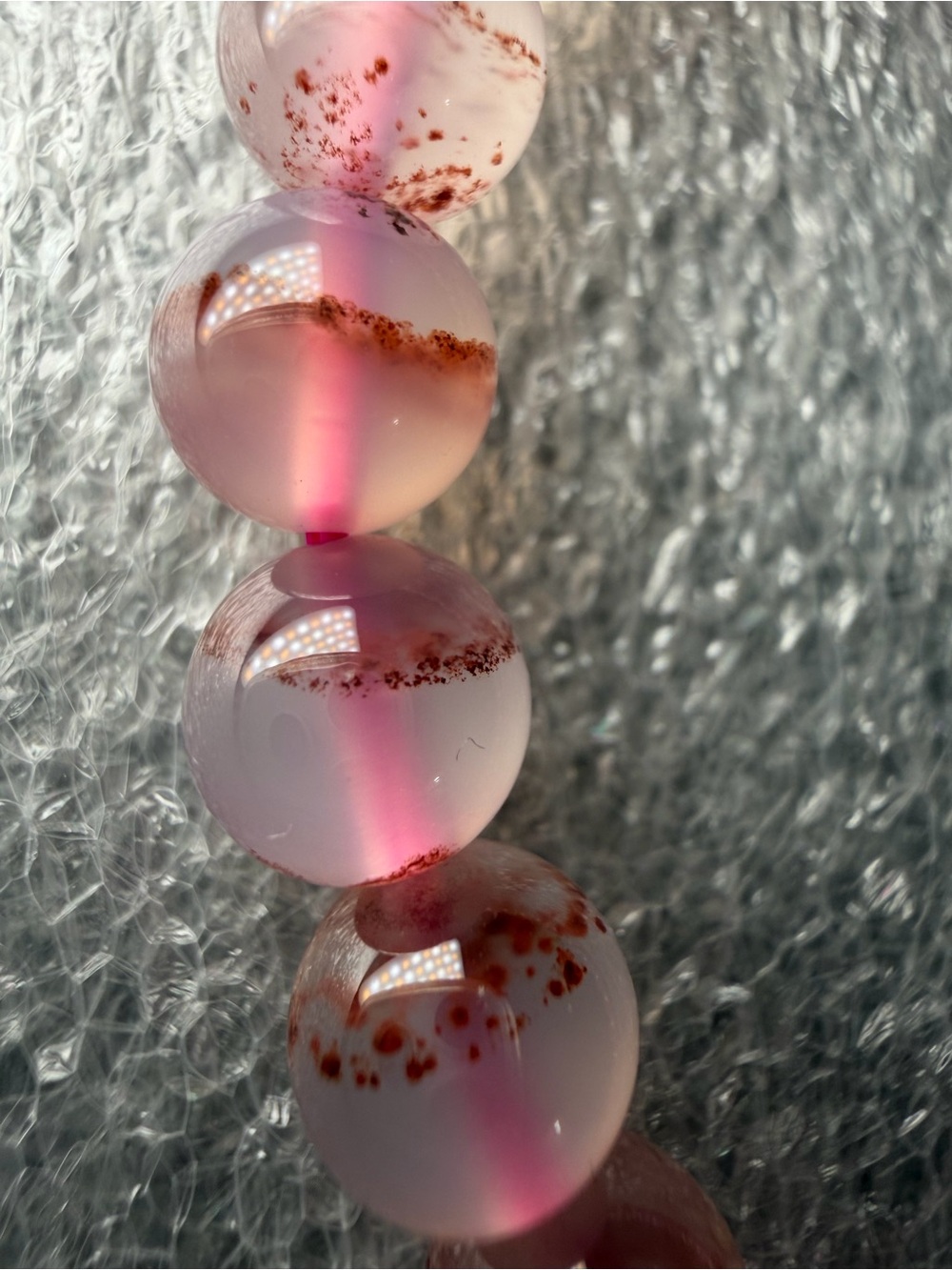 Breathtaking 8MM Jelly Brazilian Cinnabar Agate Natural Crystal Bracelet